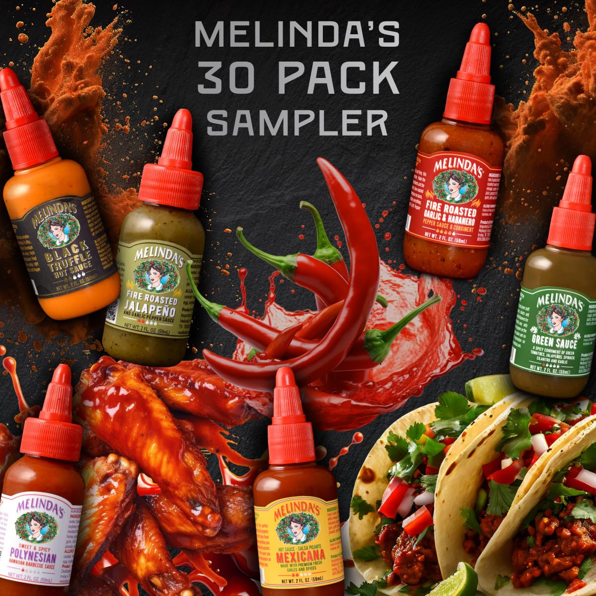 Melinda's travel-size bottles offer portable heat for meals while traveling.