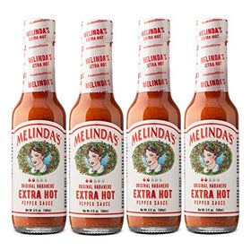 Melinda’s Original Habanero Extra Hot Sauce bottle on shelf with bold heat