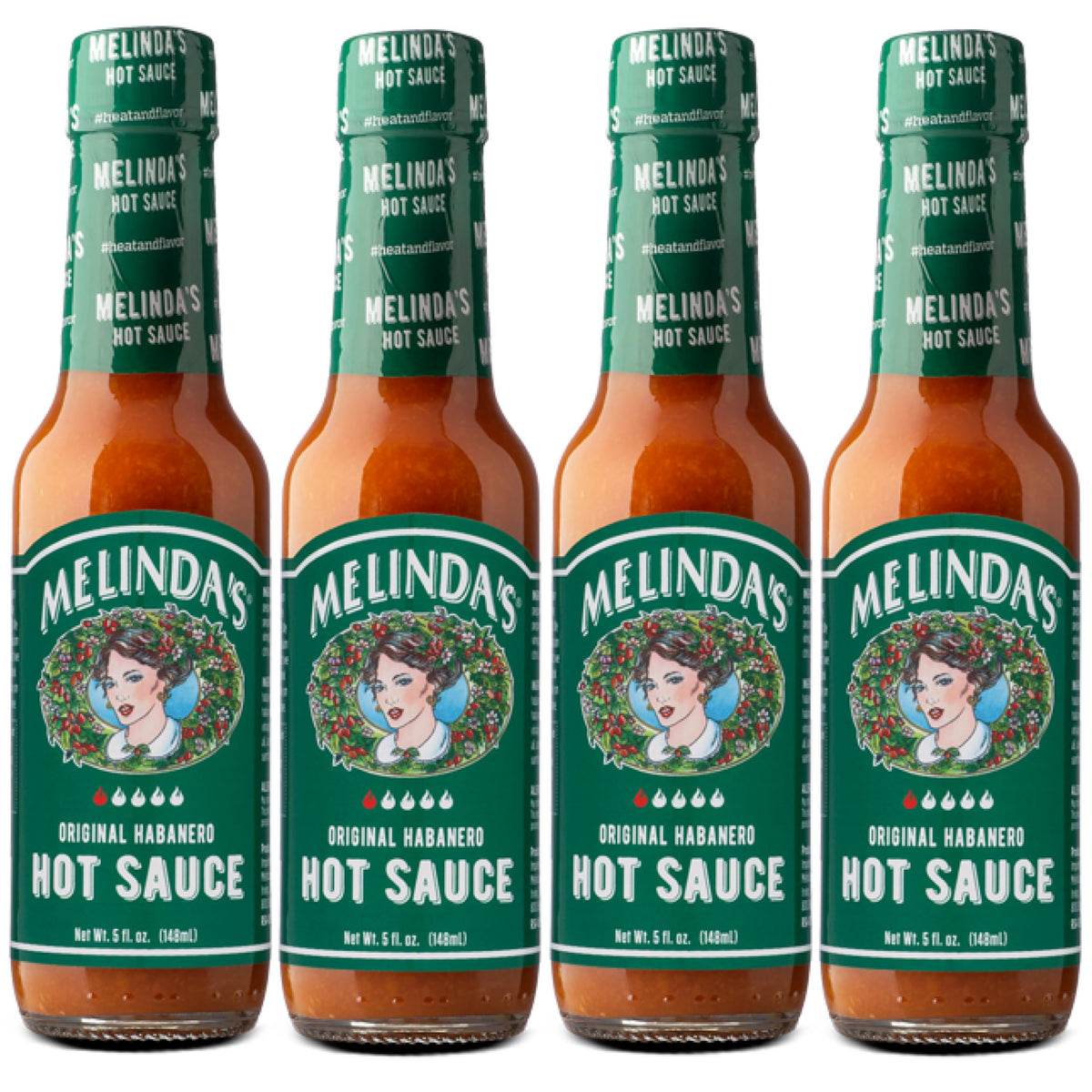 Melinda’s Original Habanero hot sauce bottle with fresh peppers for everyday flavor