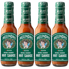 Melinda’s Original Habanero hot sauce bottle with fresh peppers for everyday flavor