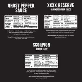 Melinda's Scorpion Pepper Sauce bottle highlights intense heat and tang.