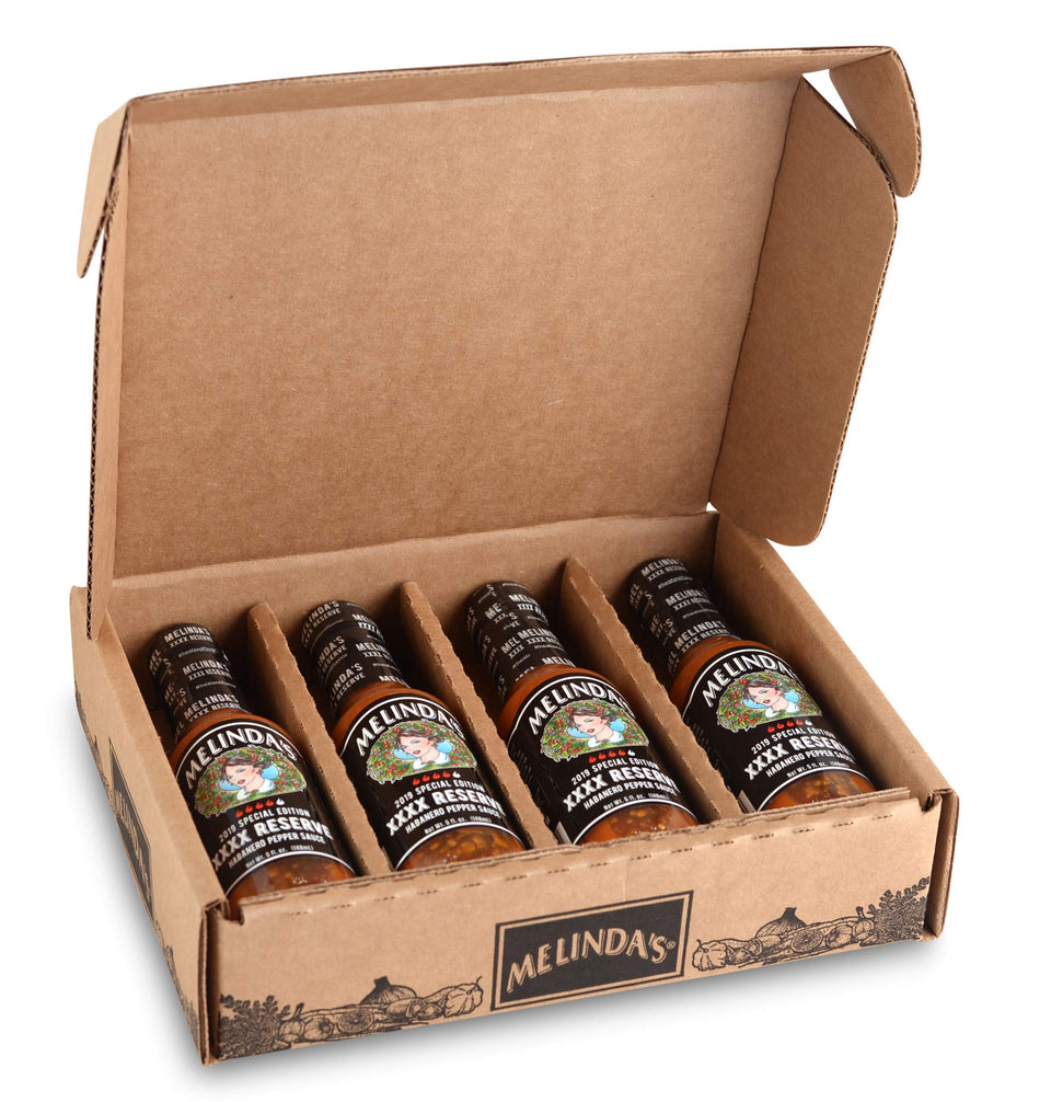 Melinda's Special Reserve XXXXtra Habanero bottle showcasing bold flavor for meals