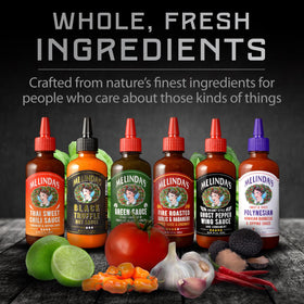 Melinda's Spicy Polynesian bottle combines tropical heat and sweetness