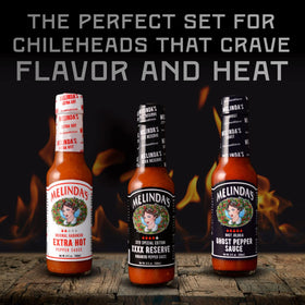 Melinda’s XXXXtra Reserve habanero sauce bottle with aged peppers