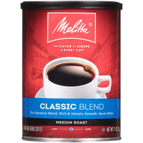 Melitta Classic Blend coffee can 11 oz, convenient storage, balanced aroma