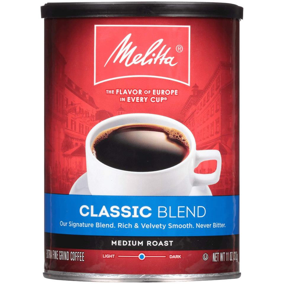 Melitta Classic Blend coffee can 11 oz, convenient storage, balanced aroma