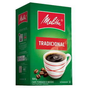 Melitta Traditional Coffee ground 500g bag, Brazilian roast for quick espresso.