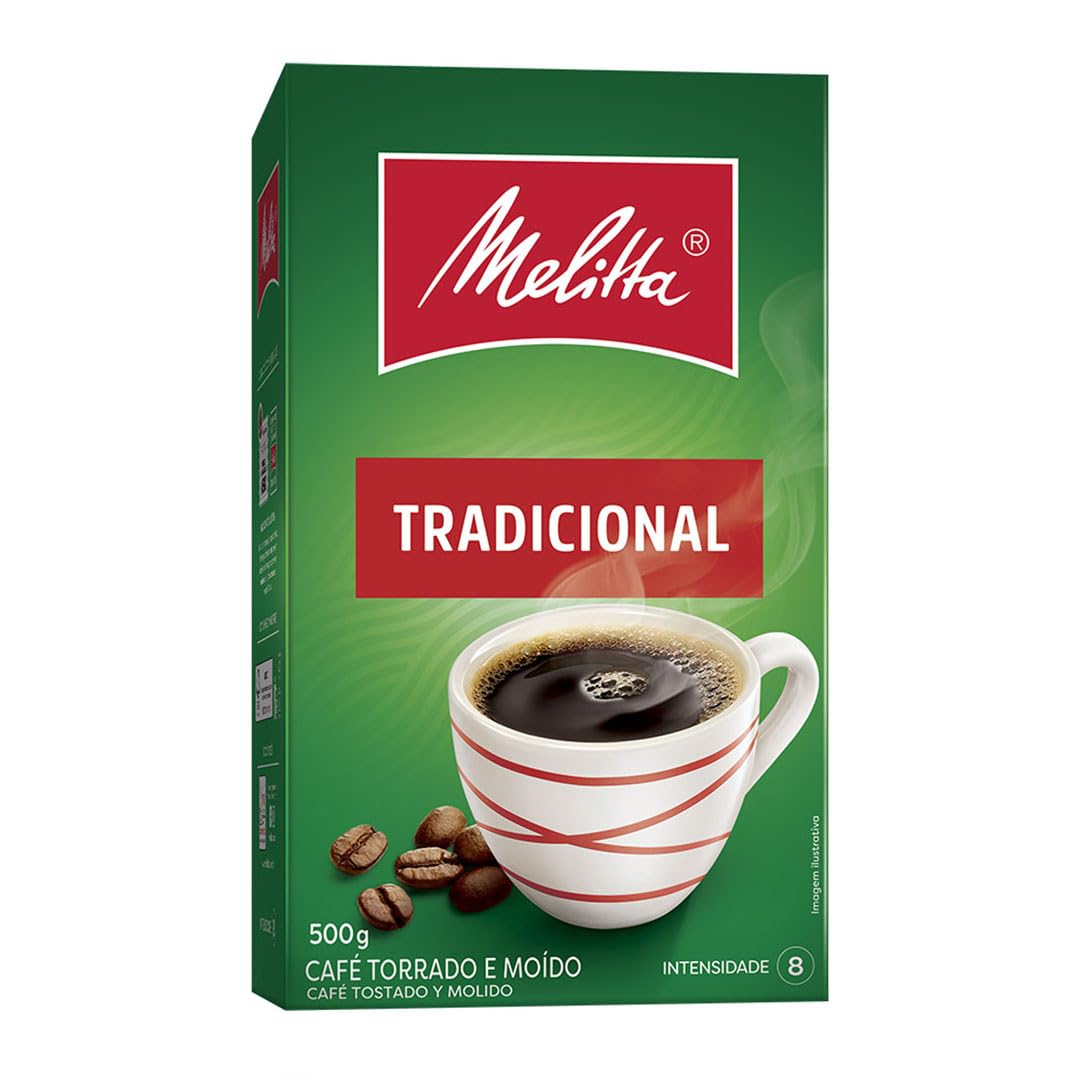 Melitta Traditional Coffee pack front, bold roast for busy mornings.