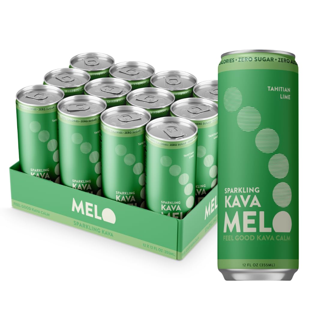 Melo Sparkling Kava Drink Tahitian Lime 12oz can, refreshing non-alcoholic option for gatherings.