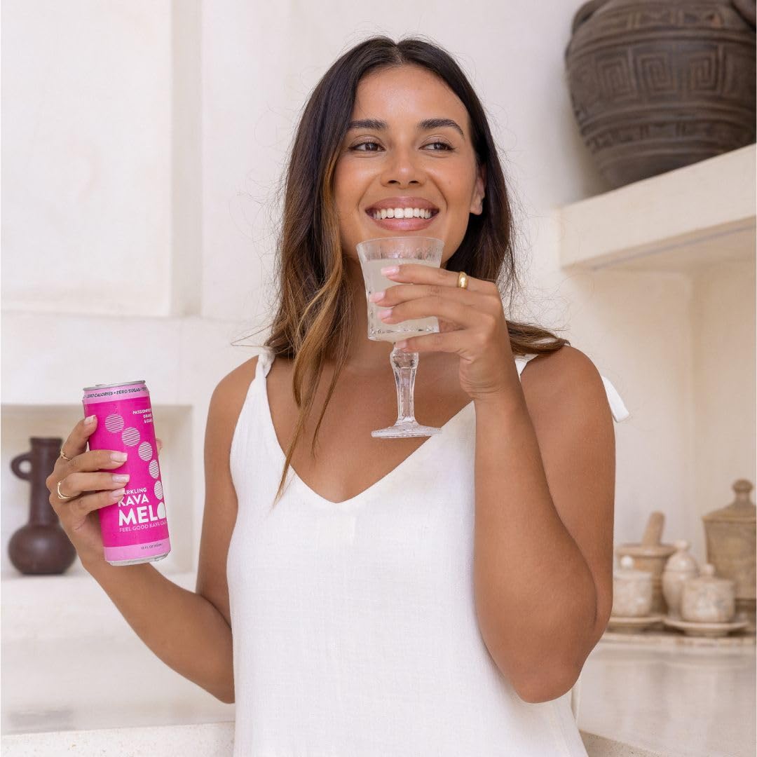 Chilled Melo Sparkling Kava served in a glass as ritual