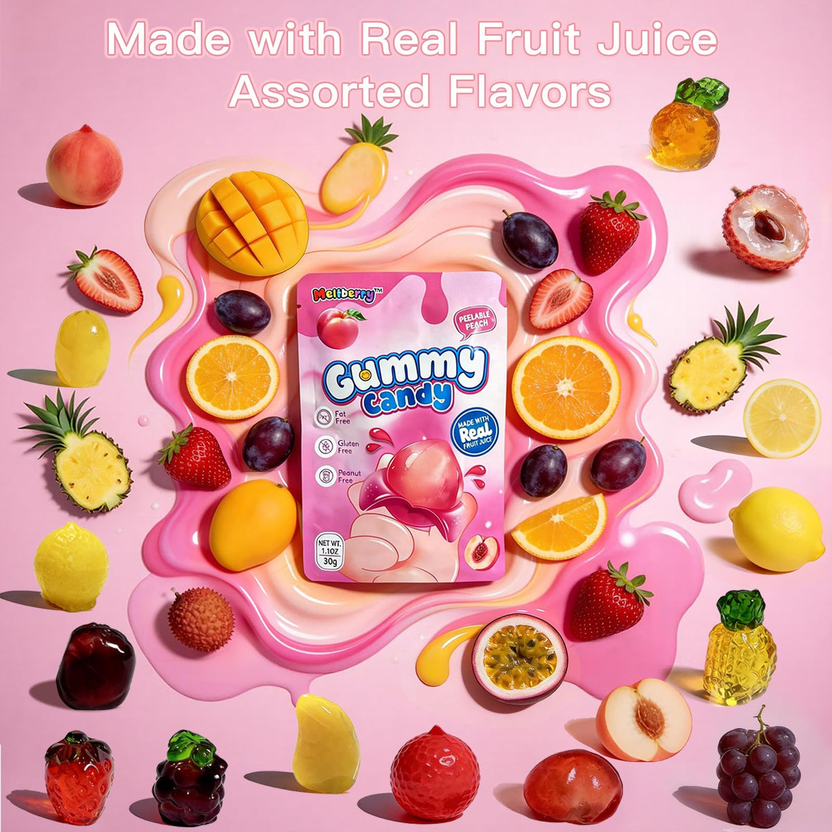 Meltberry Peelable Gummy Grape: chewy fruit treat perfect for sharing
