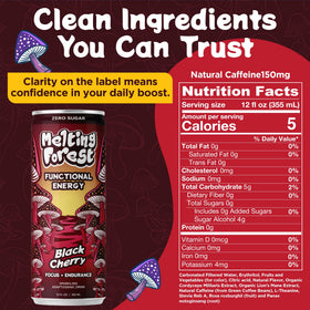 Melting Forest Adaptogen Energy Blend Can conveys balanced energy and calm alertness.