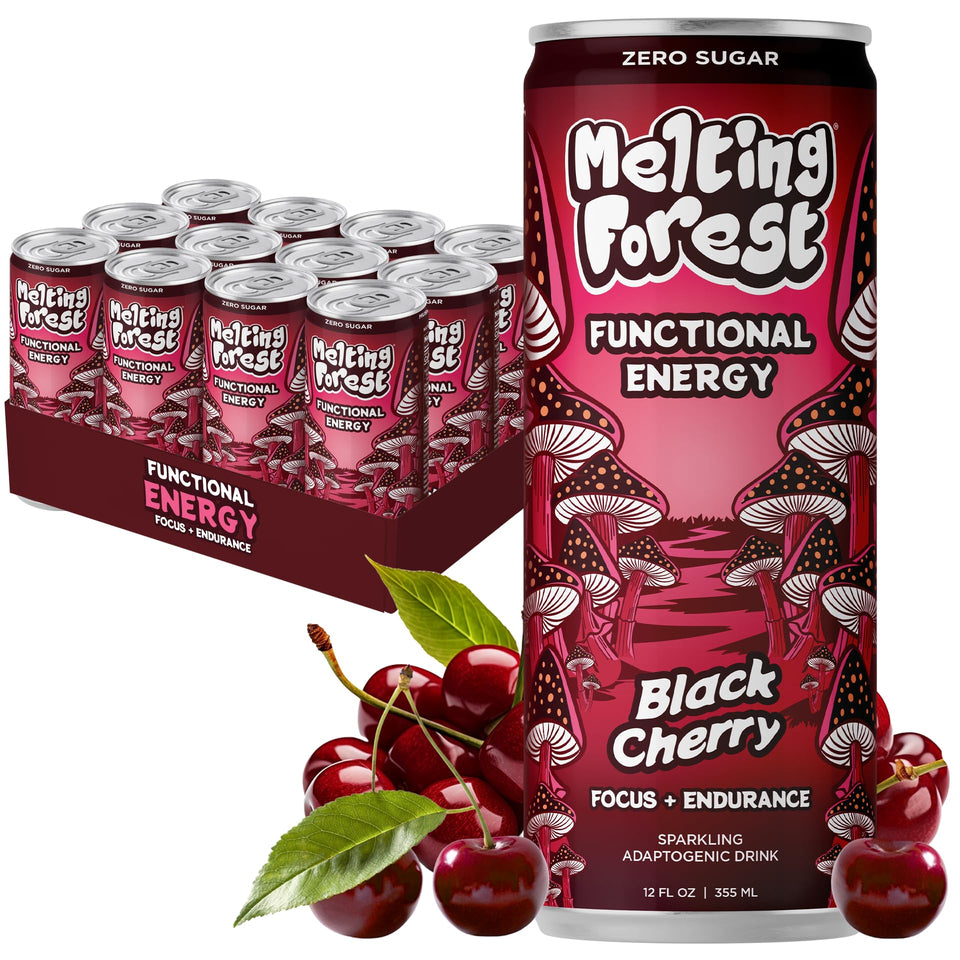 Melting Forest Black Cherry Energy Can highlights bold flavor for sustained focus.