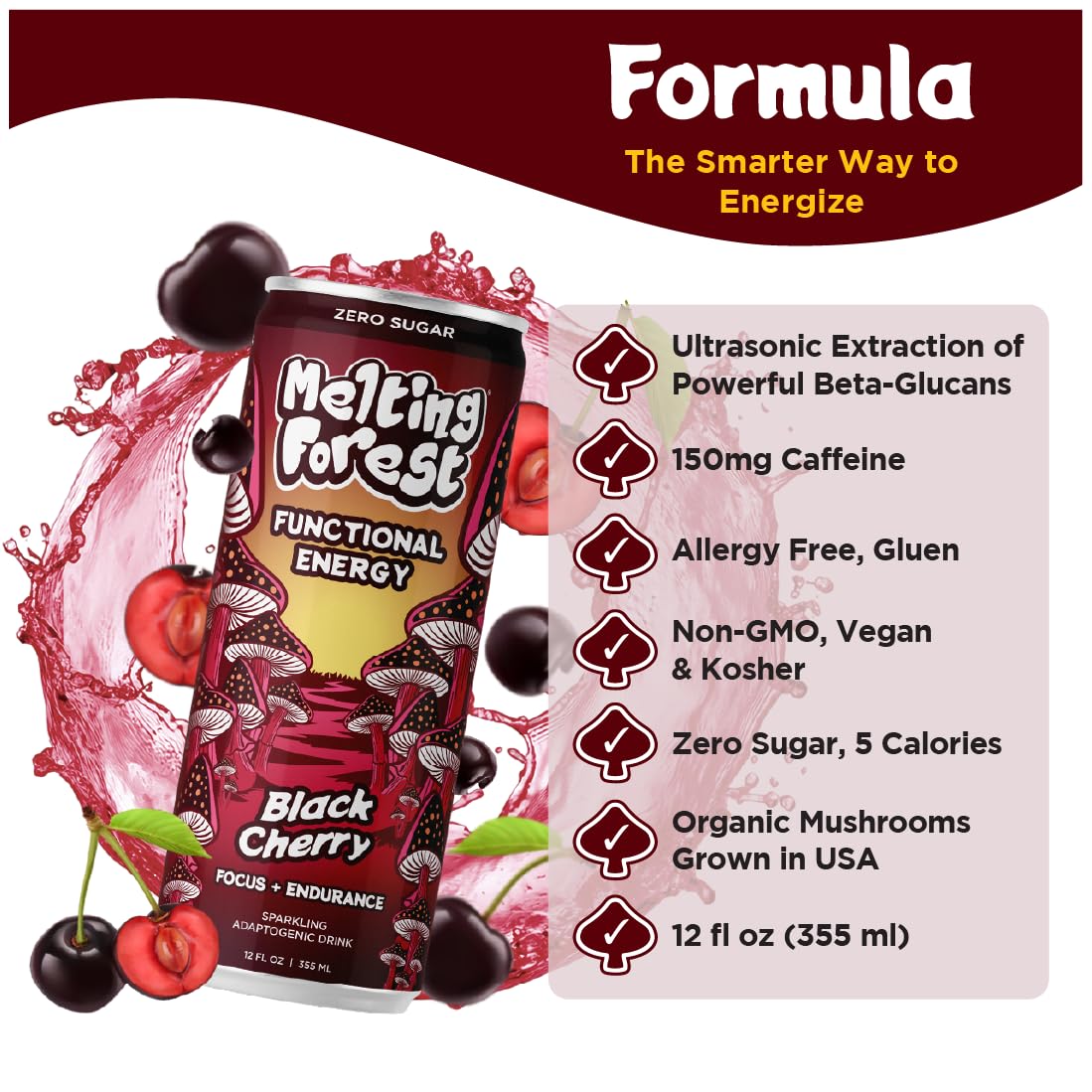 Melting Forest Cordyceps Lions Mane Mushrooms indicate cognitive focus support.
