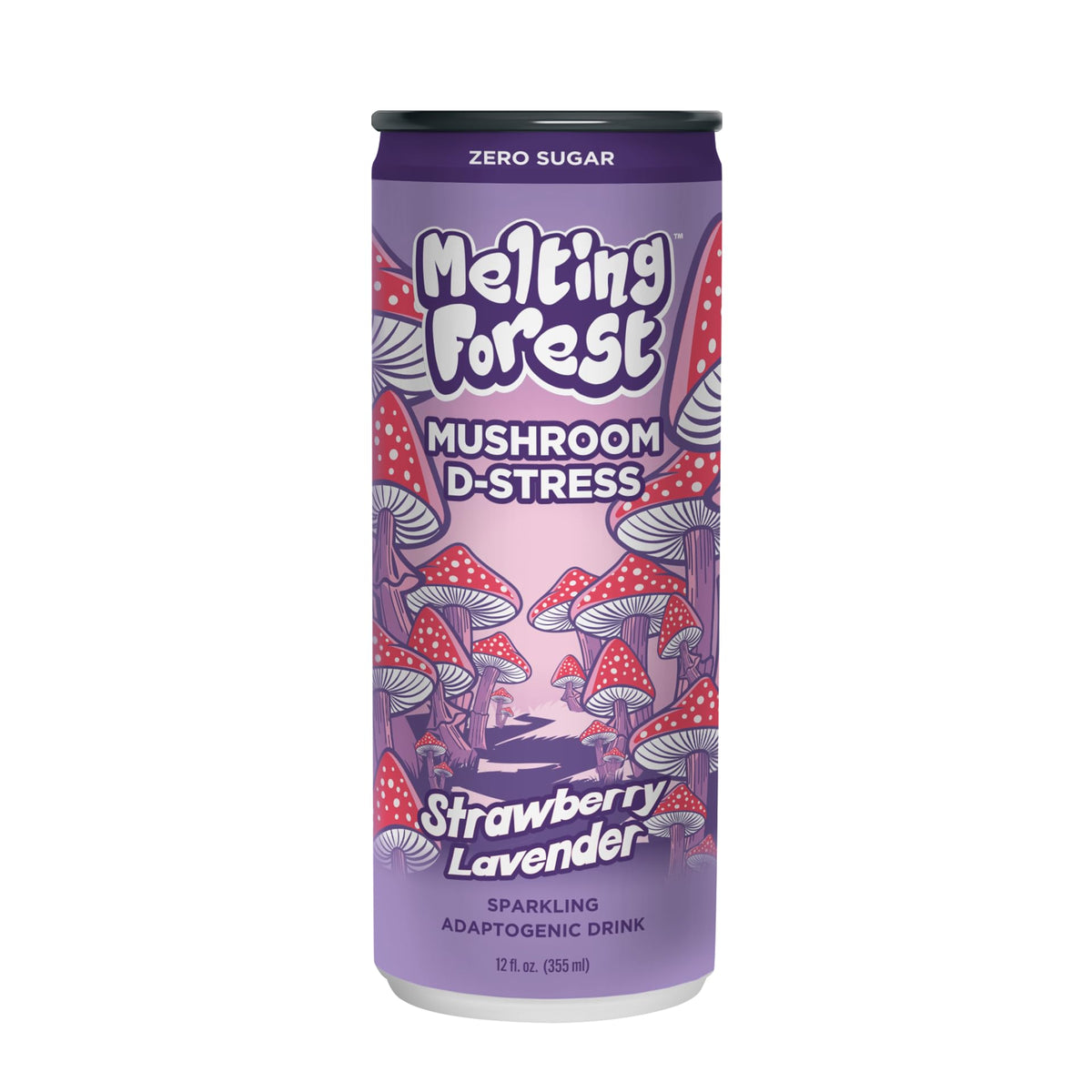 Melting Forest D-Stress mushroom blend closeup highlights natural calm focus components.