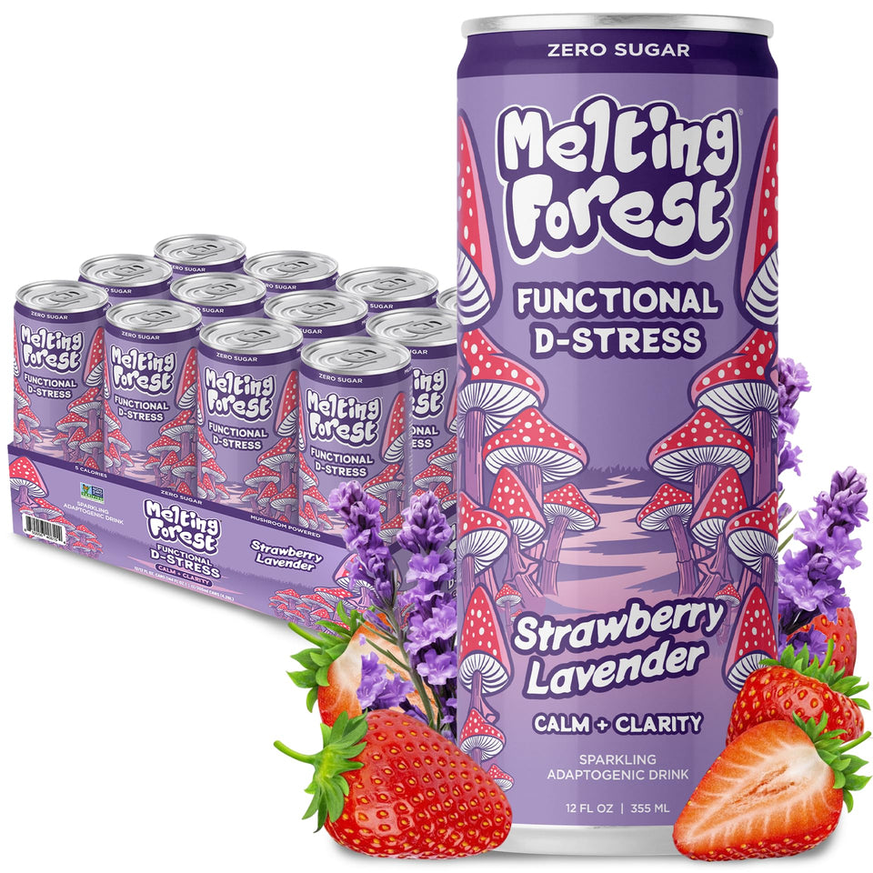 Melting Forest D-Stress strawberry-lavender can for a calming, flavorful break.