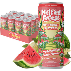 Melting Forest D-Stress Watermelon Elderflower can showcases zero sugar and refreshing flavor.