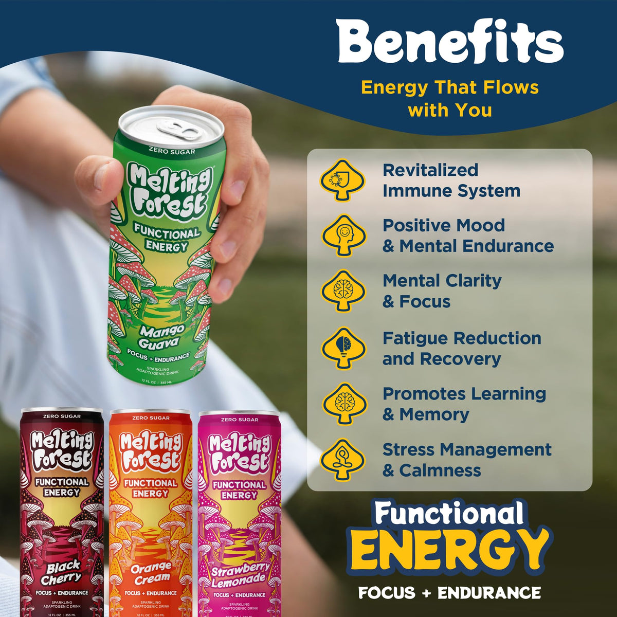 Melting Forest Mango Guava can delivers tropical flavor and steady alertness.
