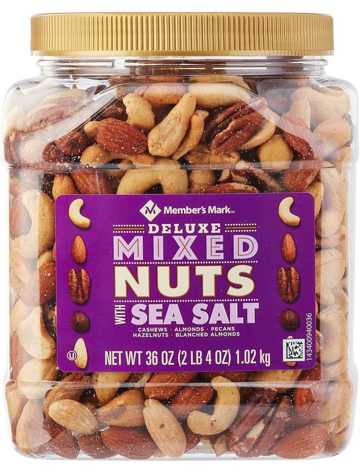 Member's Mark deluxe roasted nuts in a jar for savory snacking.