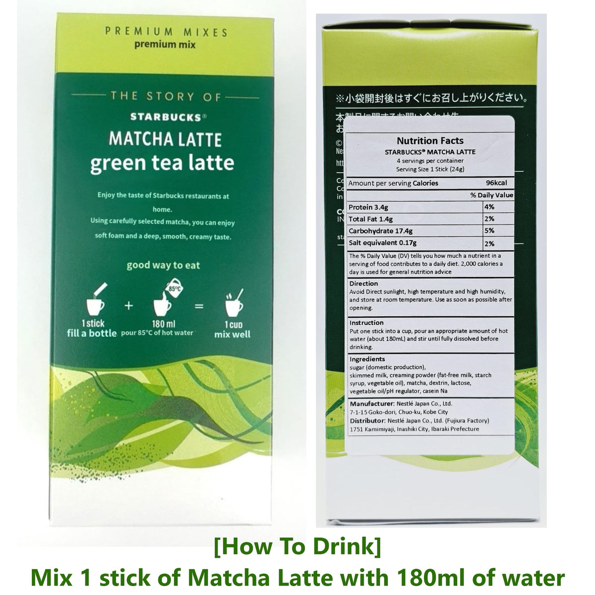 MENBLY Star-bucks Matcha Latte Powder dissolving in water for lighter latte