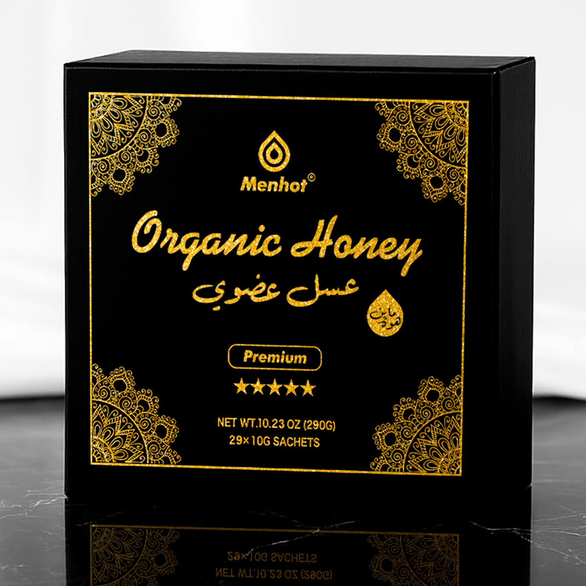 Menhot Honey for Men 29-sachet pack showcasing convenient servings