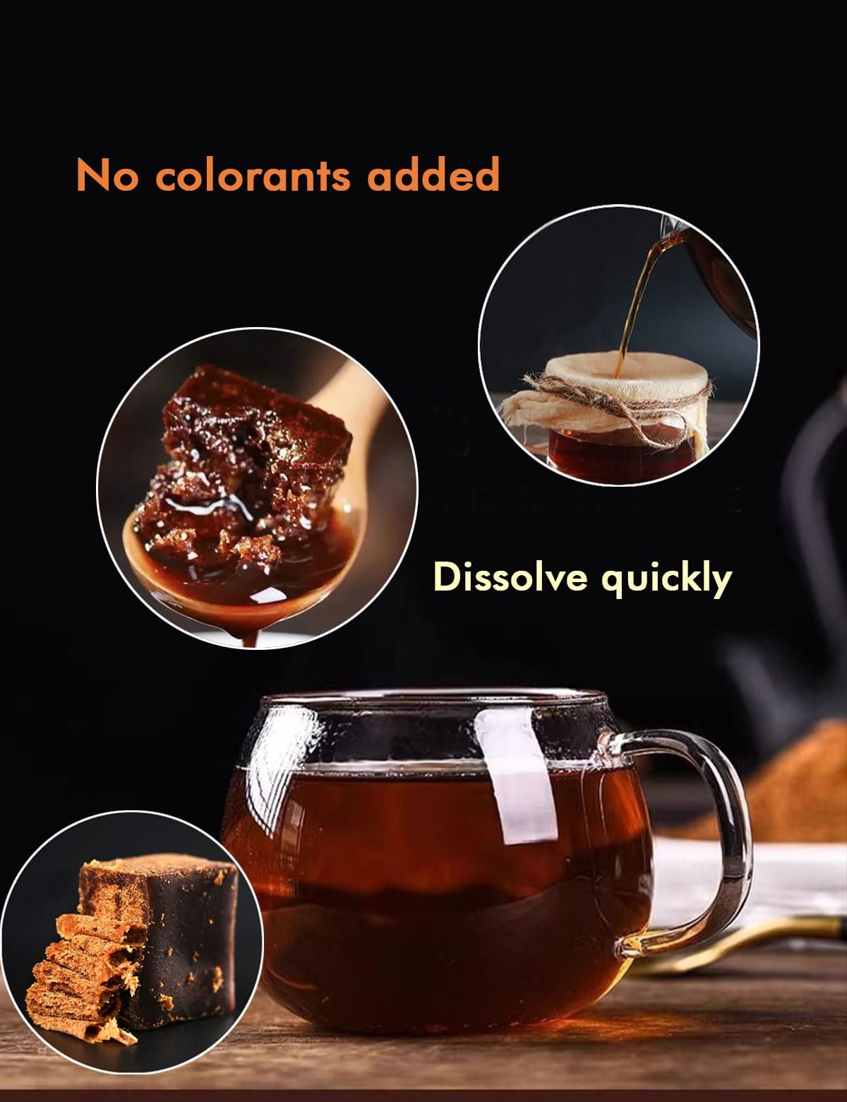 Mentangzhao sugar cubes melting rapidly in a hot drink