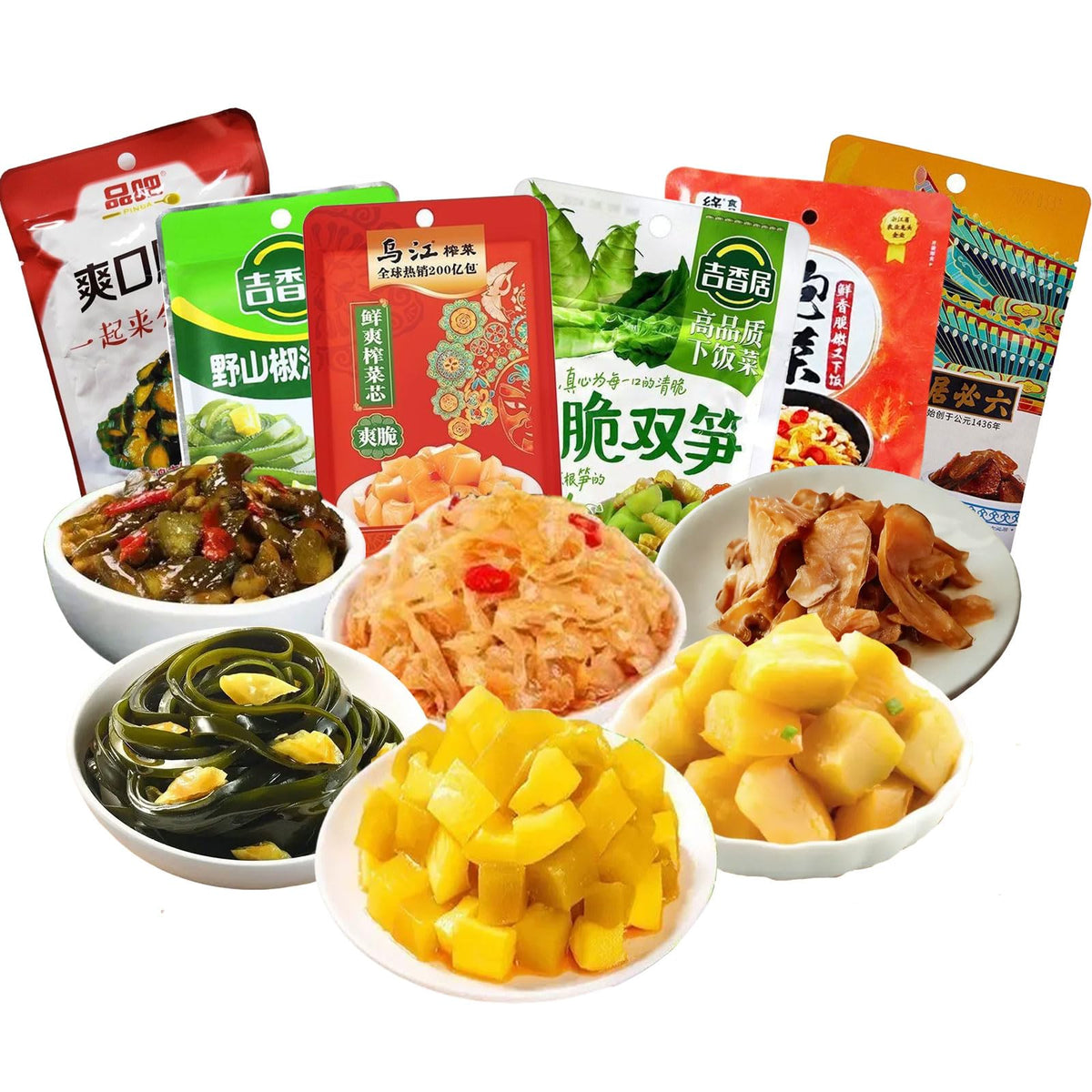 mentangzhao Zhacai packs on display for quick sushi prep