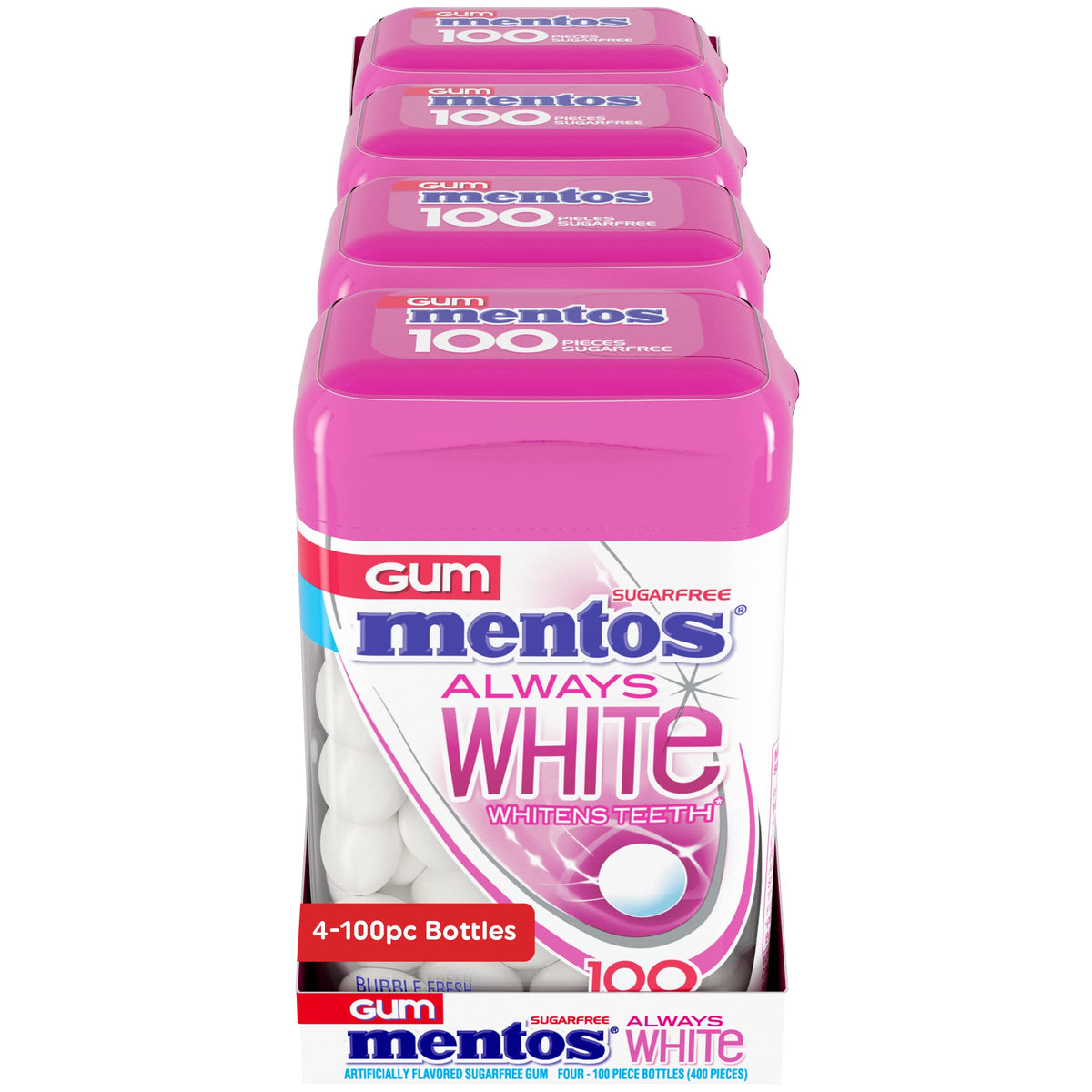 Mentos Always White Bubble Fresh gum pack opened for on-the-go freshness
