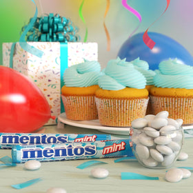 MENTOS Chewy Mint candy roll wedding favors idea shown for guest gifts