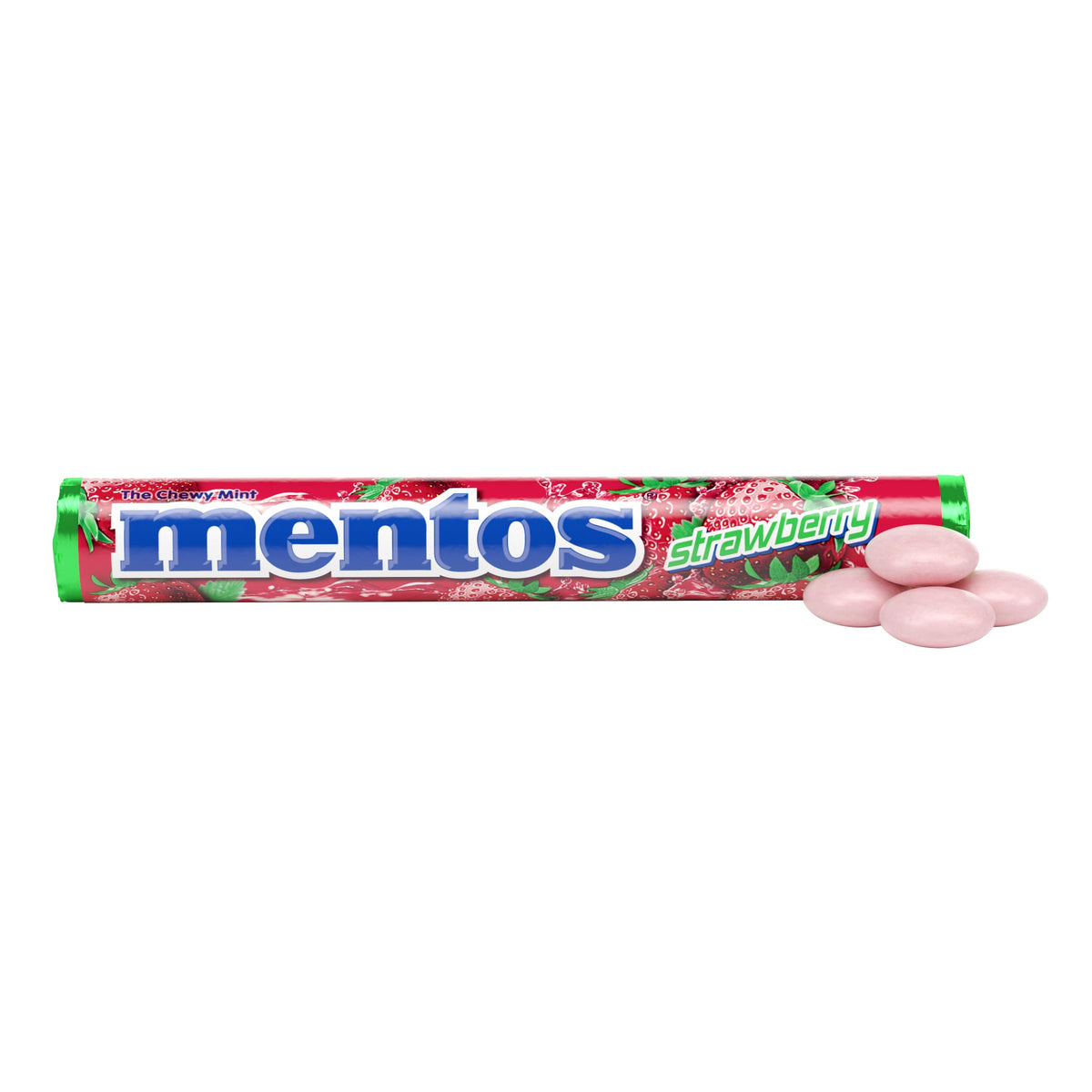 Mentos Chewy Mint Roll 14 pieces per roll emphasizes value and freshness.