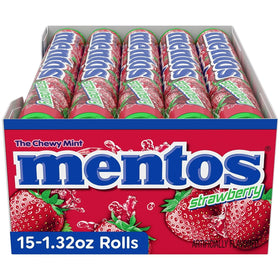 Mentos Chewy Mint Roll 15-roll party-pack display ready for sharing.