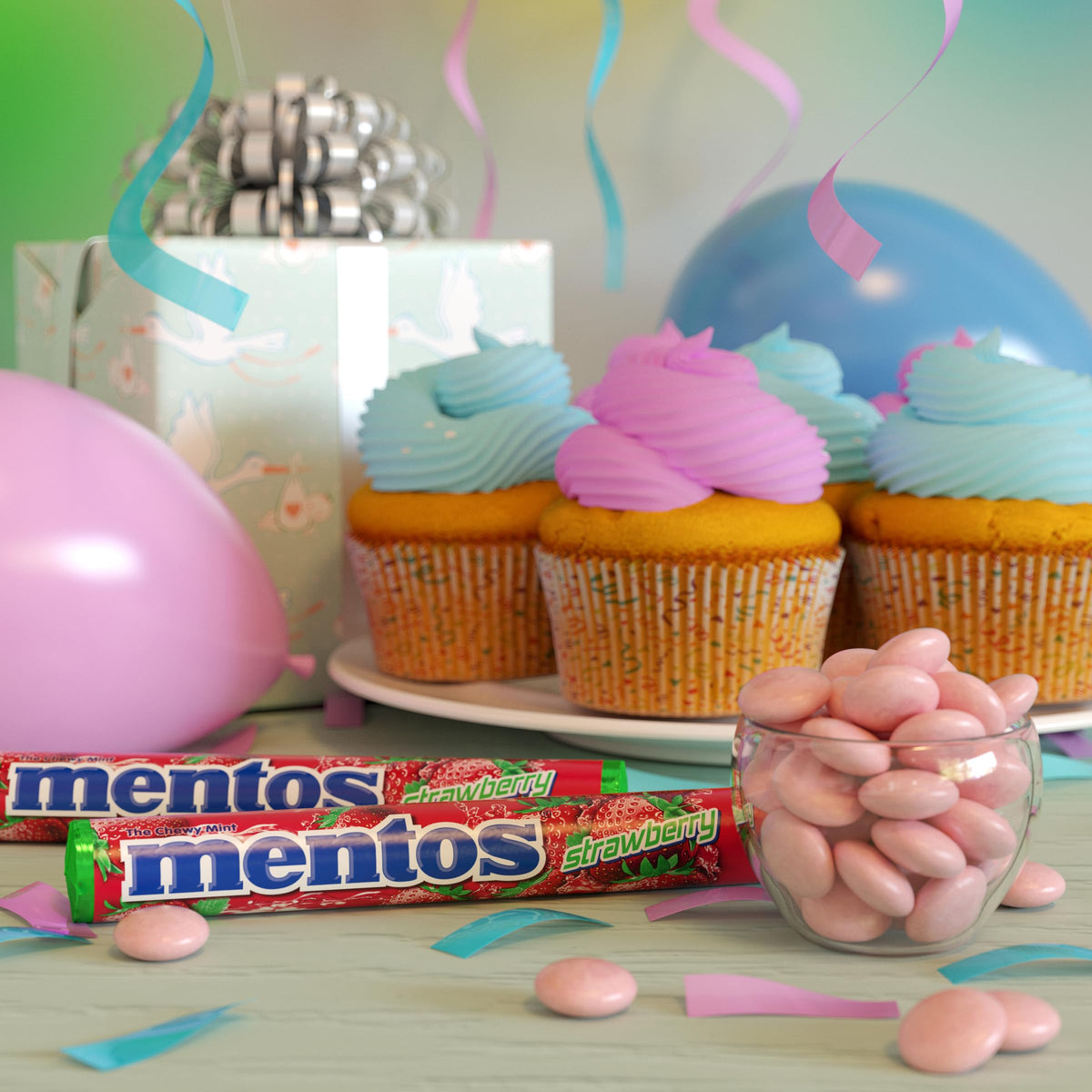 Mentos Chewy Mint Roll on desk offers quick breath-freshening moments.