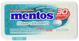 MENTOS Clean Breath Mints Wintergreen, 30-count pack, portable for on-the-go freshness.