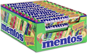 Mentos Discovery fruit candies arranged for colorful snacking.