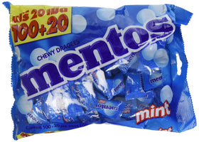 Close-up of Mentos Chewy Mint candies showing texture and refreshing aroma.