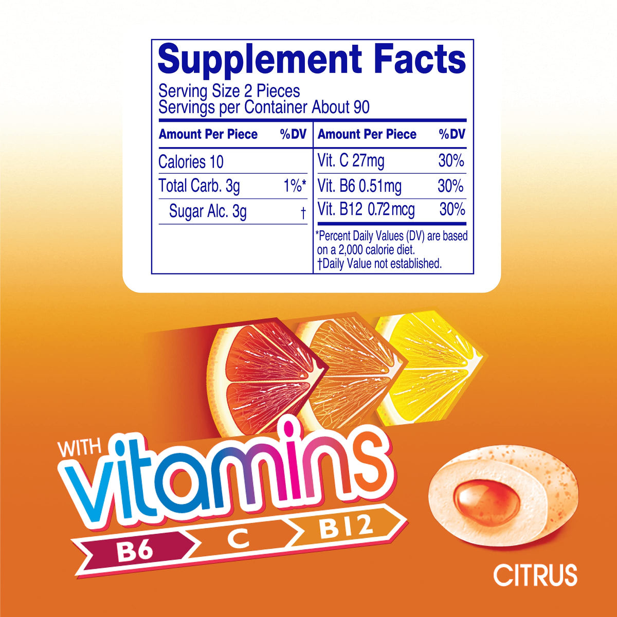 Mentos vitamins gum reclosable lid highlights portable refreshment throughout the day.