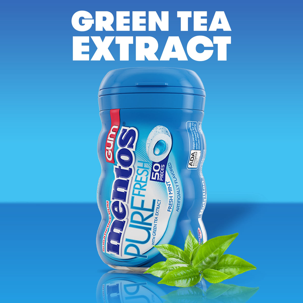 Bulk four-bottle Mentos pack keeps mint flavor on hand.