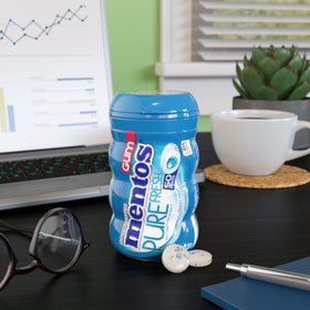 Desk and car use with Mentos curvy bottle for quick freshness.