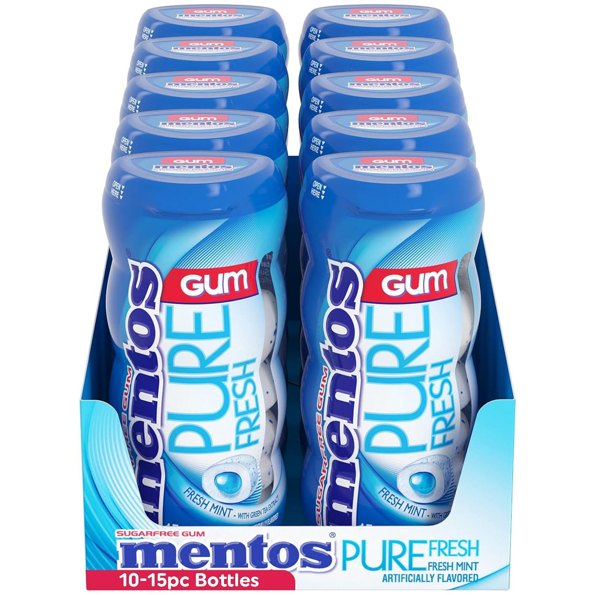 Mentos Pure Fresh gum pieces in mint flavor, ready for sharing and on the go.