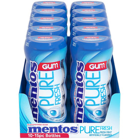 Mentos Pure Fresh gum pieces in mint flavor, ready for sharing and on the go.