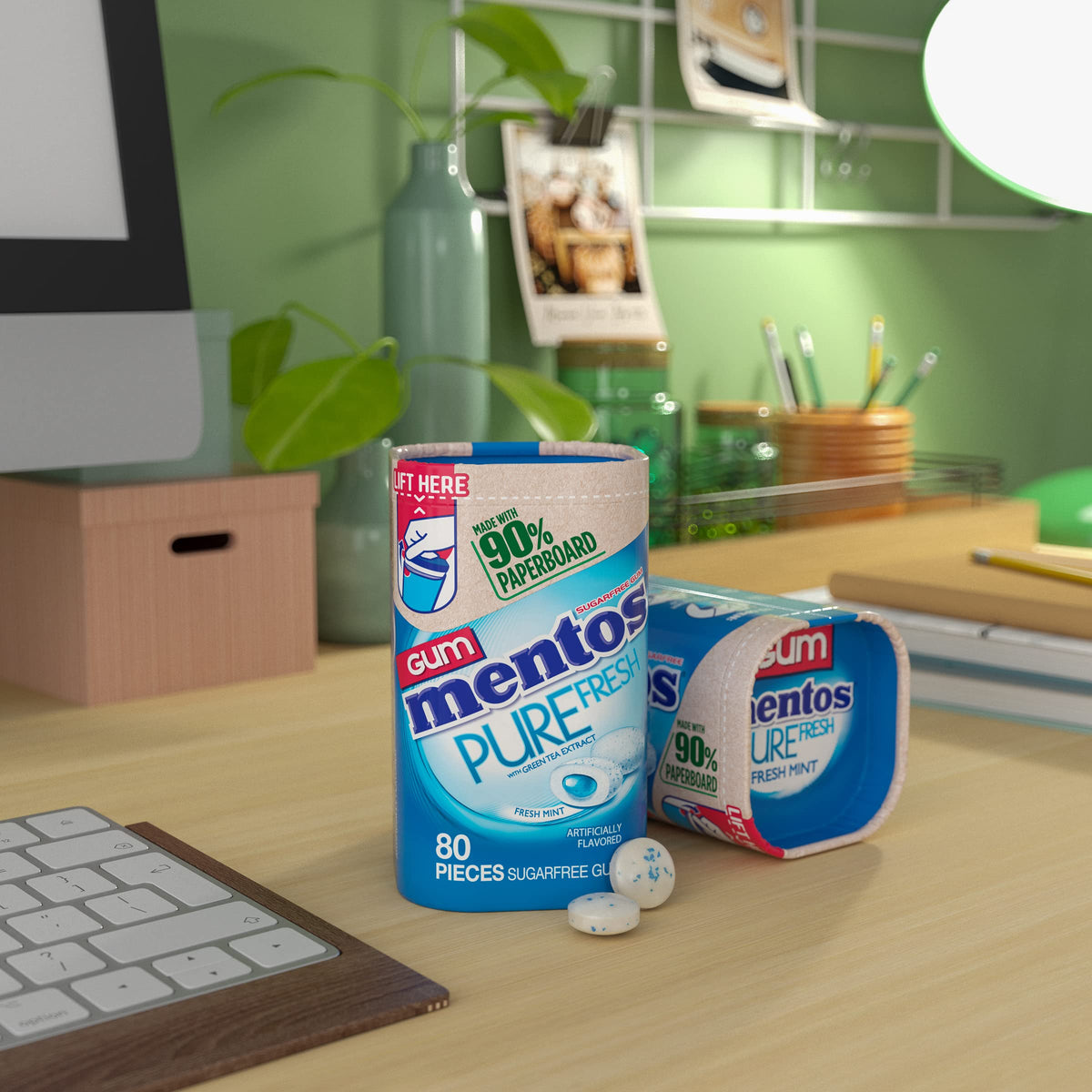 Xylitol-rich Mentos Pure Fresh gum supports fresh breath and potential oral care use