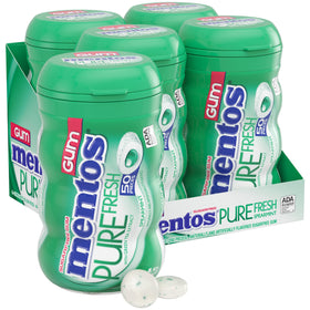 MENTOS Pure Fresh Spearmint gum bottle closed, perfect for desk
