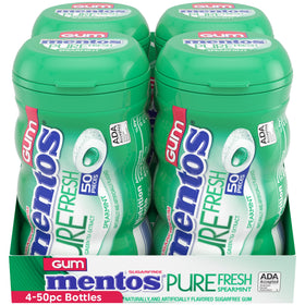 MENTOS Pure Fresh Spearmint bottle open for easy grab and chew