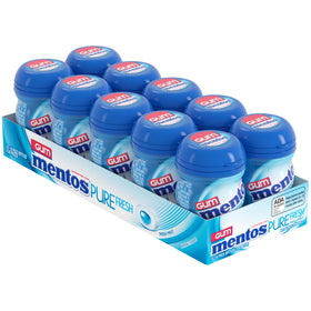 Close-up of Mentos gum shell and soft center highlighting minty flavor.
