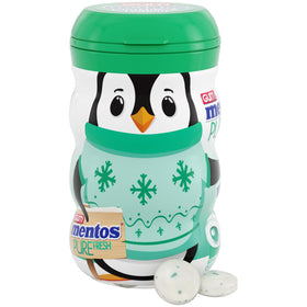 MENTOS Pure Fresh Winter Edition bottle back highlighting sugar-free formula and minty aroma