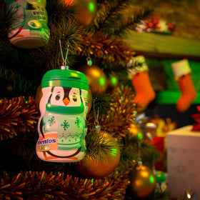 MENTOS penguin-themed bottle in gift presentation for festive stocking stuffer option
