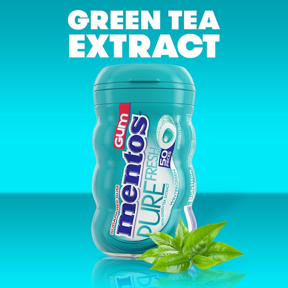Front-pack Mentos Pure Fresh Wintergreen packaging communicates sugar-free option