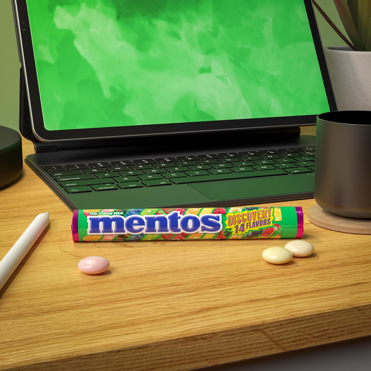 Mentos showbox 15-count display, ideal for gifting or stocking a snack stash.