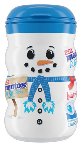 Mentos Snowman Bottle Desk-ready mint gum for quick refresh at work.