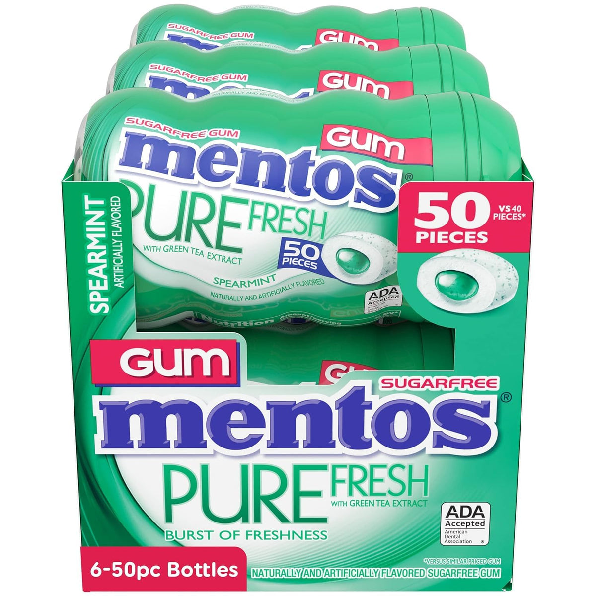 Store display of Mentos Pure Fresh sugar-free gum on shelves